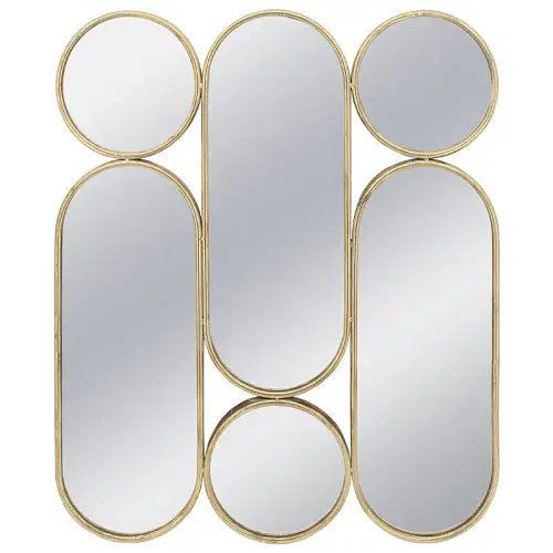 ΜΕΤΑΛΛΙΚΟΣ ΚΑΘΡΕΦΤΗΣ ΤΟΙΧΟΥ ΧΡΥΣΟ ΚΥΚΛΟΙ/ΟΒΑΛ (ΣΥΝΘΕΣΗ X6) - 75.5x2.5x90.5cm 1/KIB