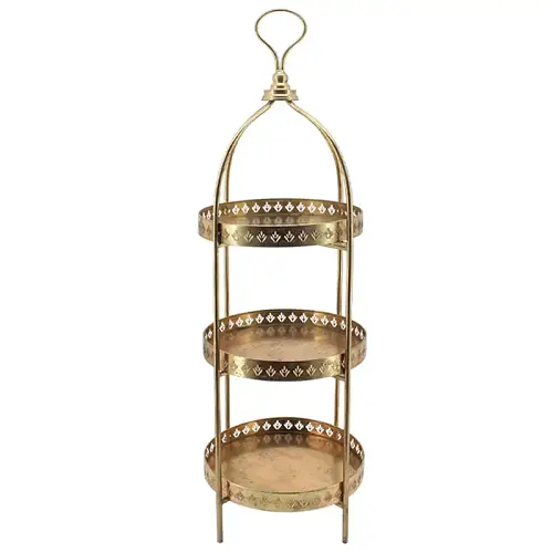 ΜΕΤΑΛΛΙΚΗ ΕΤΑΖΕΡΑ ΣΕΡΒΙΡΙΣΜΑΤΟΣ 3 ΟΡΟΦΩΝ ΧΡΥΣΟ ΣΤΡΟΓΓΥΛΗ - Φ36.5x148.5cm 1/KIB