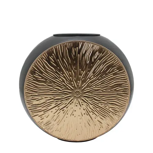 ΜΕΤΑΛΛΙΚΟ ΒΑΖΟ ΧΡΥΣΟ-ΜΑΥΡΟ ΚΥΚΛΙΚΟ/ΑΚΤΙΝΩΤΟ ΜΙΚΡΟ - 53x15.5x49.5cm 1/KIB