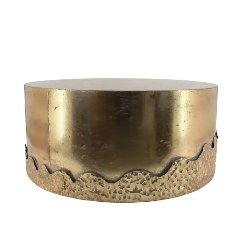 ΜΕΤΑΛΛΙΚΟ ΤΡΑΠΕΖΑΚΙ ΧΡΥΣΟ ΣΤΡΟΓΓΥΛΟ ΚΥΜΑΤΙΣΤΗ ΒΑΣΗ - Φ82x36.5cm 1/KIB