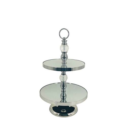 ΟΡΝΤΕΡΒΙΕΡΑ ΜΕΤΑΛΛΙΚΗ ΑΣΗΜΙ/ΛΕΥΚΟ ΣΤΡΟΓΓΥΛΗ 2 ΔΙΣΚΩΝ ΜΕ ΚΡΥΣΤΑΛΛΑ & ΚΑΘΡΕΦΤΗ - Φ30x50cm 6/ΚΙΒ