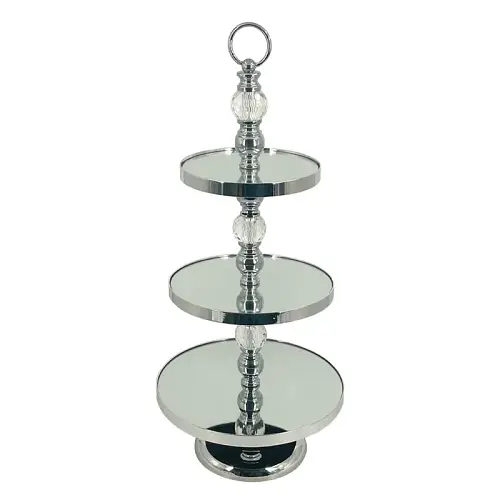 ΟΡΝΤΕΡΒΙΕΡΑ ΜΕΤΑΛΛΙΚΗ ΑΣΗΜΙ/ΛΕΥΚΟ ΣΤΡΟΓΓΥΛΗ 3 ΔΙΣΚΩΝ ΜΕ ΚΡΥΣΤΑΛΛΑ & ΚΑΘΡΕΦΤΗ - Φ30x68cm 6/ΚΙΒ