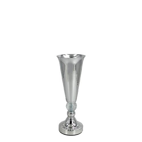 ΒΑΖΟ ΜΕΤΑΛΛΙΚO ΑΣΗΜΙ/ΛΕΥΚΟ ΚΛΑΣΙΚΟ ΜΕ ΚΡΥΣΤΑΛΛΟ ΜΙΚΡΟ - Φ12x33cm 24/ΚΙΒ