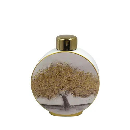 ΚΕΡΑΜΙΚΟ ΚΟΥΠ ΜΕ ΚΑΠΑΚΙ ΚΥΚΛΙΚΟ ΜΙΚΡΟ ΔΕΝΤΡΟ ΧΡΥΣΟ - 23x9x28cm 4/KIB