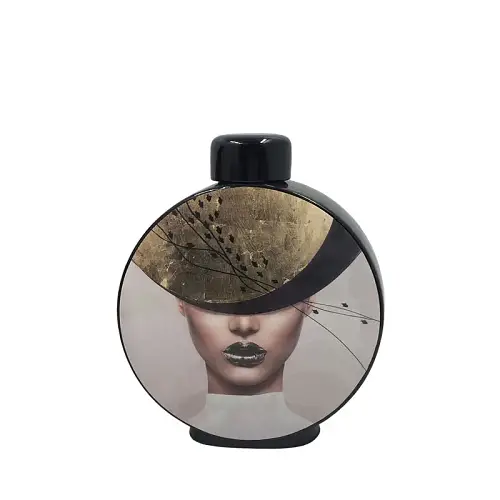 ΚΕΡΑΜΙΚΟ ΚΥΚΛΙΚΟ ΚΟΥΠ ΜΕ ΚΑΠΑΚI ΜΙΚΡΟ ΓΥΝΑΙΚΑ ΜΕ ΚΑΠΕΛΟ ΜΑΥΡΟ/ΧΡΥΣΟ & ΨΑΡΑΚΙΑ - 23x9x28cm 4/KIB