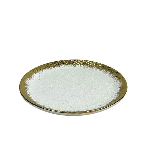 ΚΕΡΑΜΙΚH ΠΙΑΤΕΛΑ ΛΕΥΚΟ/ΧΡΥΣΟ ΟΜΠΡΕ ΕΦΕ ΣΤΡΟΓΓΥΛΗ - 29.2cm 3/24ΚΙΒ