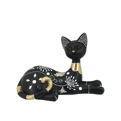 ΔΙΑΚΟΣΜΗΤΙΚΗ ΦΙΓΟΥΡΑ ΓΑΤΑ ΞΑΠΛΩΤΗ ΜΕ ΣΧΕΔΙΑ & ΣΤΡΑΣ - 23.5x11x15.5cm 12/KIB