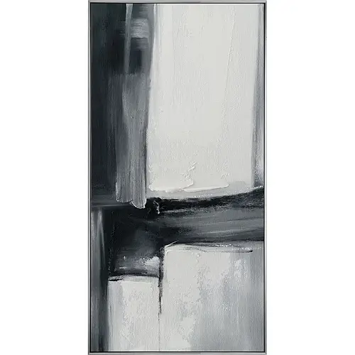 ΠΙΝΑΚΑΣ ΚΑΜΒΑΣ ΑΣΠΡΟΜΑΥΡΟ ΑΦΗΡΗΜΕΝΟ ΣΧΕΔΙΟ ΣΕ ΚΟΡΝΙΖΑ - 62.5x122.5x3.5cm 6/ΚΙΒ