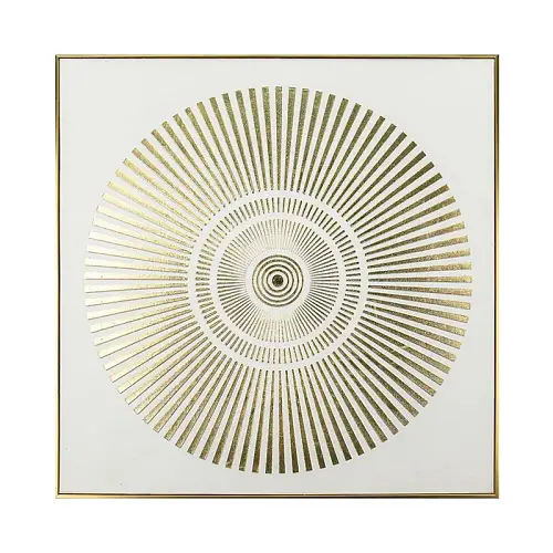 ΠΙΝΑΚΑΣ ΚΑΜΒΑΣ ΚΥΚΛΟΙ ΑΚΤΙΝΩΤΟΙ ΧΡΥΣΟ/ΛΕΥΚΟ ΑΝΑΓΛΥΦΟ ΕΦΕ ΣΕ ΚΟΡΝΙΖΑ - 70x70x3cm 12/ΚΙΒ