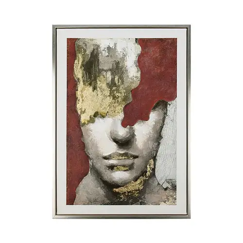 ΠΙΝΑΚΑΣ ΚΑΜΒΑΣ ΠΡΟΣΩΠΟ KOKKINO/ΧΡΥΣΟ/ΓΚΡΙ ΑΝΑΓΛΥΦΟ ΕΦΕ ΣΕ ΚΟΡΝΙΖΑ - 50x70x3.8cm 10/ΚΙΒ