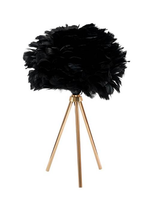 ΛΑΜΠΑ ΜΕ ΧΡΥΣΟ ΤΡΙΠΟΔΑ ΚΑΙ ΚΑΠΕΛΟΥ ΜΑΥΡΟ ΠΟΥΠΟΥΛΟ ΜΕΓΕΘΟΣ  30Χ18ΕΚ ΚΑΙ ΣΥΝΟΛΙΚΟ ΥΨΟΣ 46ΕΚ