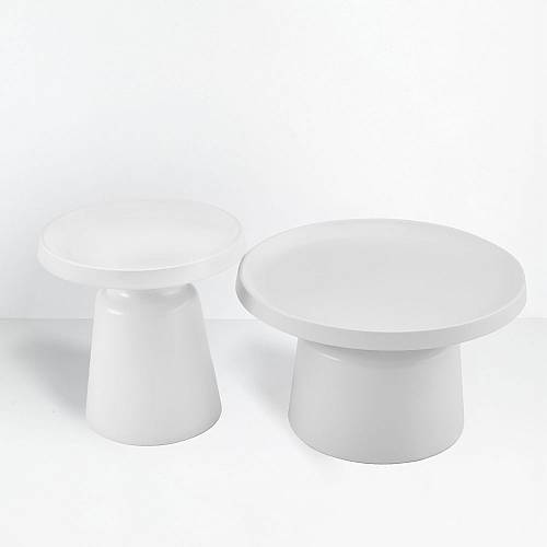 BOBBY COFFEE TABLE SET 2ΤΕΜ ΛΕΥΚΟ ΜΑΤ 70x70x42cm