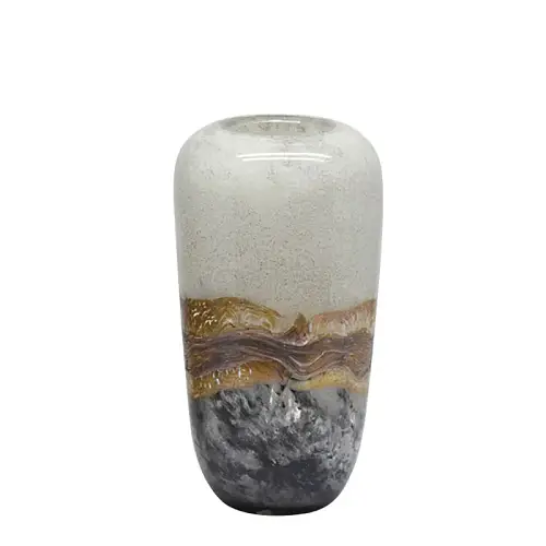 ΒΑΖΟ ΑΠΟ ΦΥΣΗΤΟ ΓΥΑΛΙ ΩΟΕΙΔΕΣ ΜΠΕΖ/ΜΕΛΙ & ΓΚΡΙ ΜΑΡΜΑΡΟ - Φ15x28cm 6/ΚΙΒ