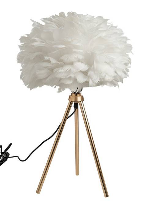 ΛΑΜΠΑ ΜΕ ΧΡΥΣΟ ΤΡΙΠΟΔΑ ΚΑΙ ΚΑΠΕΛΟΥ ΛΕΥΚΟ  ΠΟΥΠΟΥΛΟ ΜΕΓΕΘΟΣ  30Χ18ΕΚ ΚΑΙ ΣΥΝΟΛΙΚΟ ΥΨΟΣ 46ΕΚ