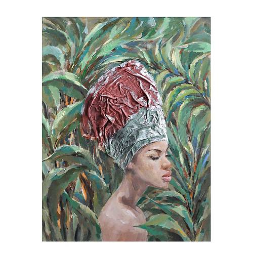 JUNGLE LADY ΠΙΝΑΚΑΣ ΔΙΑΚΟΣΜΗΣΗΣ 76x100x4cm ΚΑΜΒΑΣ ΠΟΛΥΧΡΩΜΟ ΞΥΛΟ