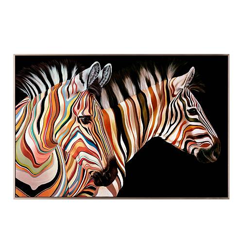COLOR ZEBRA ΠΙΝΑΚΑΣ ΔΙΑΚΟΣΜΗΣΗΣ 63x93x4cm ΚΑΜΒΑΣ ΠΟΛΥΧΡΩΜΟ ΞΥΛΟ ΧΡΥΣΟ