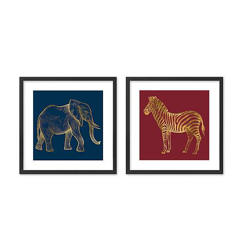 VASARI ΠΙΝΑΚΑΣ SET 2ΤΕΜ 50x50x2cm MDF ΠΟΛΥΧΡΩΜΟ ΧΑΡΤΙ ΜΑΥΡΟ