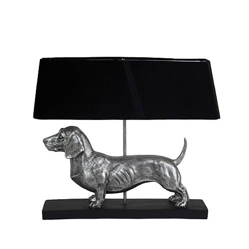 HUNDUR ΦΩΤΙΣΤΙΚΟ ΕΠΙΤΡΑΠΕΖΙΟ 60x14.5x51cm POLYRESIN ΑΣΗΜΙ ΜΑΥΡΟ ΥΦΑΣΜΑ