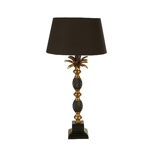 PINEAPPLE ΦΩΤΙΣΤΙΚΟ ΕΠΙΤΡΑΠΕΖΙΟ 30x30x57cm ΑΛΟΥΜΙΝΙΟ ΧΡΥΣΟ ΑΝΤΙΚΕ ΜΑΥΡΟ ΥΦΑΣΜΑ