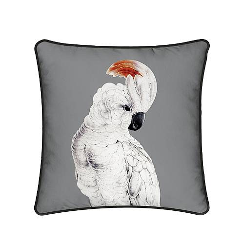 COCKATOO ΔΙΑΚΟΣΜΗΤΙΚΟ ΜΑΞΙΛΑΡΙ 45x45cm ΒΕΛΟΥΔΟ ΓΚΡΙ ΛΕΥΚΟ ΜΑΥΡΟ