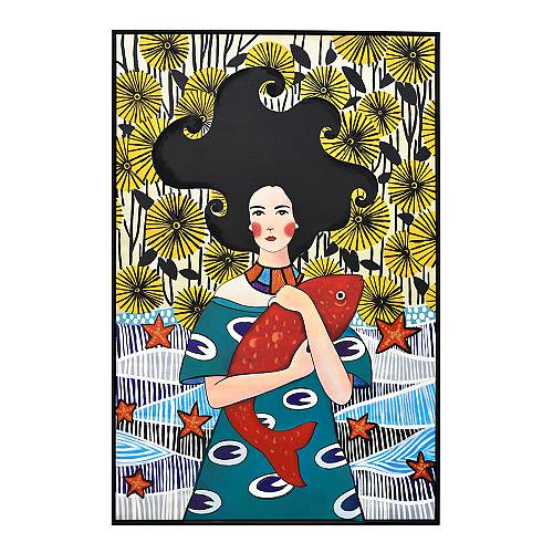 CONCERN ΠΙΝΑΚΑΣ ΔΙΑΚΟΣΜΗΣΗΣ 80x120x5cm ΚΑΜΒΑΣ ΠΟΛΥΧΡΩΜΟ ΞΥΛΟ ΜΑΥΡΟ