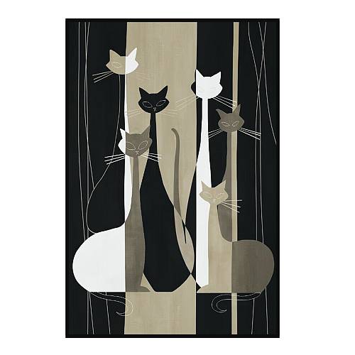 THE CATS ΠΙΝΑΚΑΣ ΔΙΑΚΟΣΜΗΣΗΣ 80x120x5cm ΚΑΜΒΑΣ ΠΟΛΥΧΡΩΜΟ ΞΥΛΟ ΜΑΥΡΟ