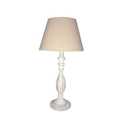 FELICE ΦΩΤΙΣΤΙΚΟ ΕΠΙΤΡΑΠΕΖΙΟ 15x15x60cm ΞΥΛΟ ΛΕΥΚΟ ΑΝΤΙΚΕ ΥΦΑΣΜΑ ΜΠΕΖ