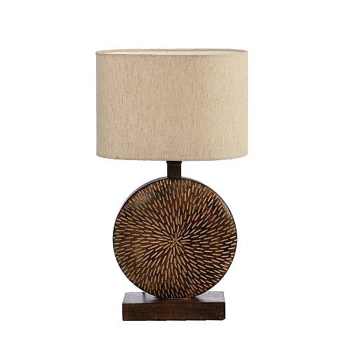 MELVIN ΦΩΤΙΣΤΙΚΟ ΕΠΙΤΡΑΠΕΖΙΟ 25x10x51cm ΞΥΛΟ ΚΑΦΕ ΥΦΑΣΜΑ ΜΠΕΖ