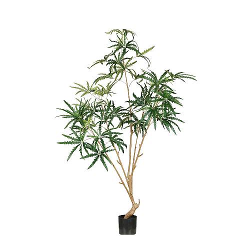 PEACOCK TREE ΔΕΝΤΡΟ ΤΕΧΝΗΤΟ ΣΕ ΓΛΑΣΤΡΑ 180cm PE ΠΡΑΣΙΝΟ ΜΕΤΑΞΩΤΟ ΥΦΑΣΜΑ