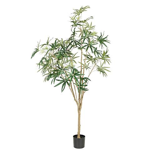 PEACOCK TREE ΔΕΝΤΡΟ ΤΕΧΝΗΤΟ ΣΕ ΓΛΑΣΤΡΑ 220cm PE ΠΡΑΣΙΝΟ ΜΕΤΑΞΩΤΟ ΥΦΑΣΜΑ