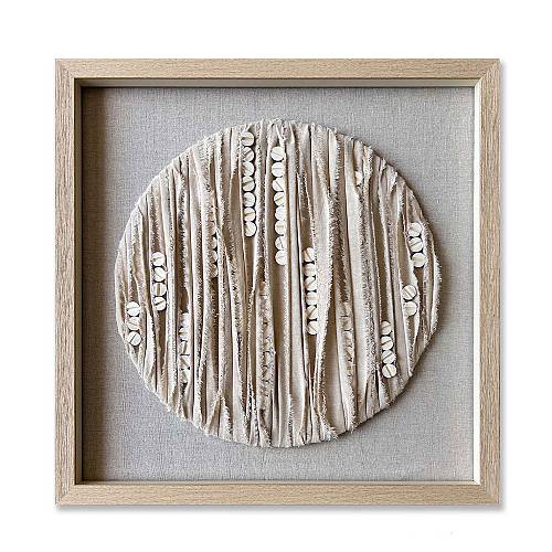 PURE NATURE ΠΙΝΑΚΑΣ ΔΙΑΚΟΣΜΗΣΗΣ 60x60x4cm ΥΦΑΣΜΑ ΜΠΕΖ ΓΥΑΛΙ ΦΥΣΙΚΟ