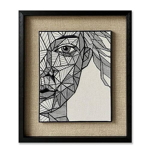 LINEAR GEOMETRY ΠΙΝΑΚΑΣ ΔΙΑΚΟΣΜΗΣΗΣ 60x70x4cm ΧΑΡΤΙ ΛΕΥΚΟ ΜΑΥΡΟ ΜΠΕΖ ΓΥΑΛΙ ΜΑΥΡΟ