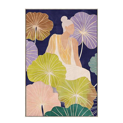 FLOWER LADY ΠΙΝΑΚΑΣ ΔΙΑΚΟΣΜΗΣΗΣ 60x90x5cm ΚΑΜΒΑΣ ΠΟΛΥΧΡΩΜΟ ΞΥΛΟ ΦΥΣΙΚΟ