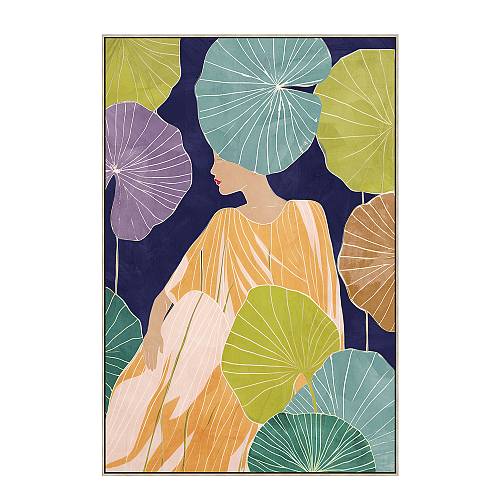 FLOWER LADY ΠΙΝΑΚΑΣ ΔΙΑΚΟΣΜΗΣΗΣ 60x90x5cm ΚΑΜΒΑΣ ΠΟΛΥΧΡΩΜΟ ΞΥΛΟ ΦΥΣΙΚΟ