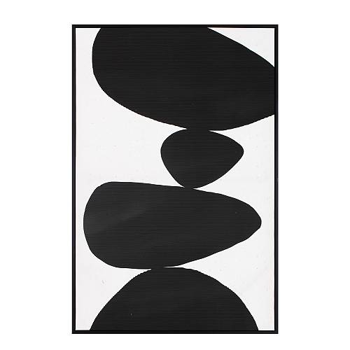 TREMBLING STONE ΠΙΝΑΚΑΣ ΔΙΑΚΟΣΜΗΣΗΣ 60x90x4cm ΚΑΜΒΑΣ ΛΕΥΚΟ ΜΑΥΡΟ ΞΥΛΟ ΜΑΥΡΟ