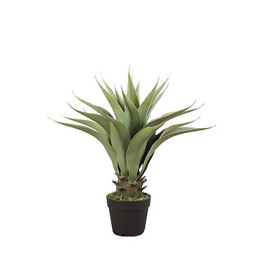 AGAVE ΦΥΤΟ ΤΕΧΝΗΤΟ ΣΕ ΓΛΑΣΤΡΑ 55cm PVC ΠΡΑΣΙΝΟ ΜΑΥΡΟ ΤΣΙΜΕΝΤΟ