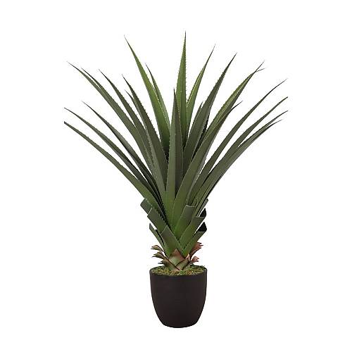 AGAVE ΦΥΤΟ ΤΕΧΝΗΤΟ ΣΕ ΓΛΑΣΤΡΑ 90cm PVC ΠΡΑΣΙΝΟ ΜΑΥΡΟ ΤΣΙΜΕΝΤΟ