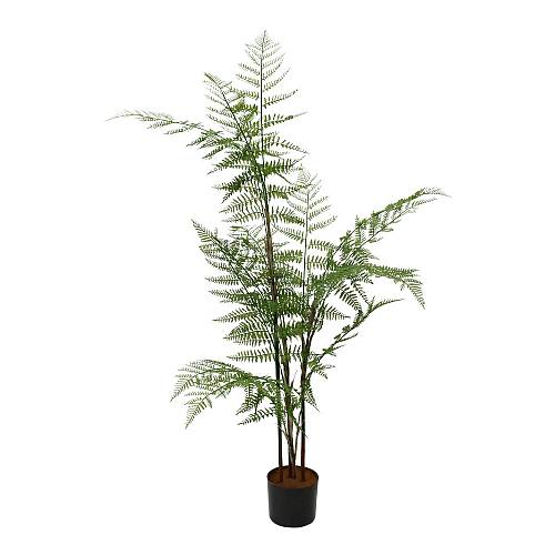 HERICIUM FERN ΔΕΝΤΡΟ ΤΕΧΝΗΤΟ ΣΕ ΓΛΑΣΤΡΑ 130cm PVC ΠΡΑΣΙΝΟ ΜΑΥΡΟ ΤΣΙΜΕΝΤΟ
