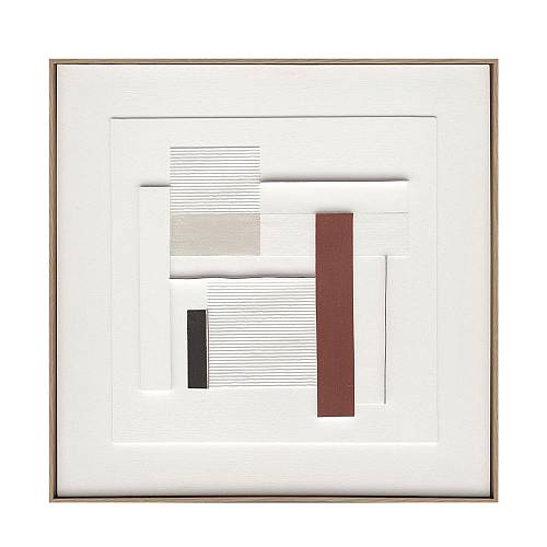 RORTER ΠΙΝΑΚΑΣ ΔΙΑΚΟΣΜΗΣΗΣ 80x80x5cm ΚΑΜΒΑΣ ΛΕΥΚΟ ΜΠΕΖ TERRACOTTA ΜΑΥΡΟ ΞΥΛΟ ΦΥΣΙΚΟ