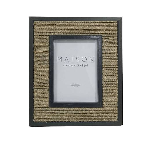 JUNO ΚΟΡΝΙΖΑ 29x25x2cm SEAGRASS ΦΥΣΙΚΟ ΜΑΥΡΟ ΓΥΑΛΙ