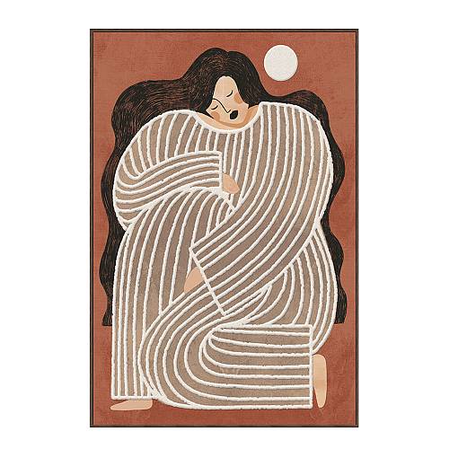 ABBI A ΠΙΝΑΚΑΣ ΔΙΑΚΟΣΜΗΤΙΚΟΣ ΜΕ ΚΟΡΝΙΖΑ 80x120x4.3cm ΚΑΜΒΑΣ TERRACOTTA ΜΠΕΖ ΚΑΦΕ PS