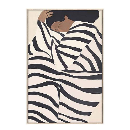 QUIET GRACE ΠΙΝΑΚΑΣ ΔΙΑΚΟΣΜΗΤΙΚΟΣ ΜΕ ΚΟΡΝΙΖΑ 80x120x4cm ΚΑΜΒΑΣ ΜΠΕΖ ΜΑΥΡΟ PP