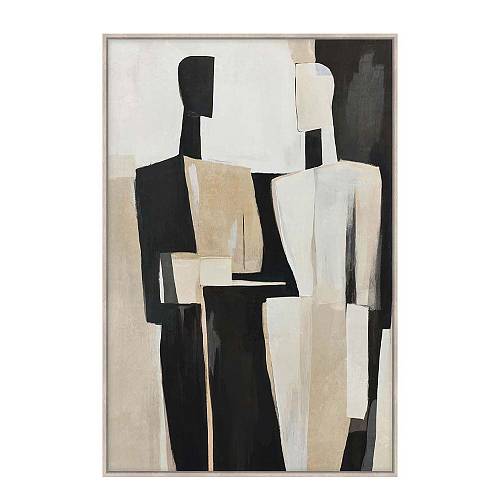 FADING FACES ΠΙΝΑΚΑΣ ΔΙΑΚΟΣΜΗΤΙΚΟΣ ΜΕ ΚΟΡΝΙΖΑ 80x120x4cm ΚΑΜΒΑΣ ΜΠΕΖ ΜΑΥΡΟ PP