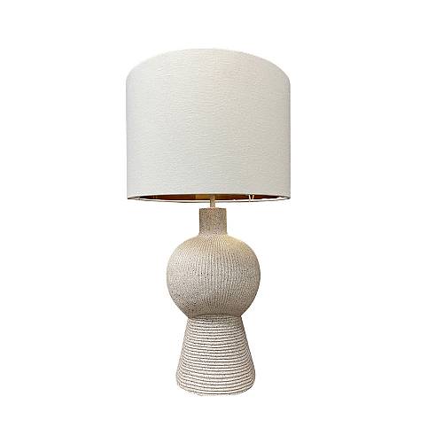 CAPELLE ΦΩΤΙΣΤΙΚΟ ΕΠΙΤΡΑΠΕΖΙΟ 30.7x30.7x55cm POLYRESIN OFF WHITE ΥΦΑΣΜΑ ΛΕΥΚΟ