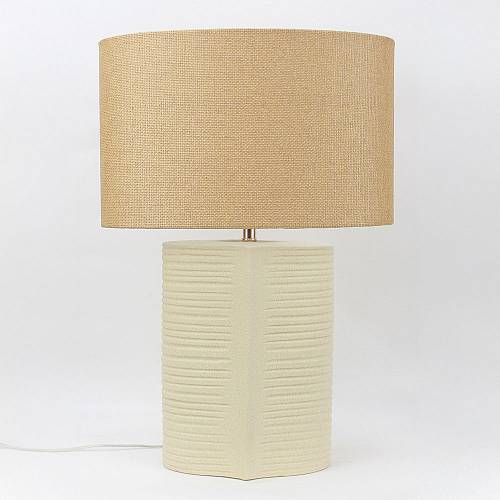 SELENE ΦΩΤΙΣΤΙΚΟ ΕΠΙΤΡΑΠΕΖΙΟ 40x20x59cm ΚΕΡΑΜΙΚΟ ΜΠΕΖ ΛΙΝΟ ΛΕΥΚΟ