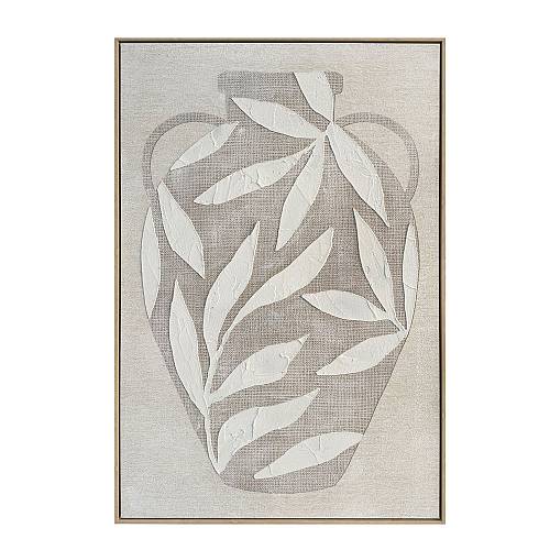 HUSK ΠΙΝΑΚΑΣ ΔΙΑΚΟΣΜΗΤΙΚΟΣ ΜΕ ΚΟΡΝΙΖΑ 82.6x4.3x122.6cm ΚΑΜΒΑΣ ΜΠΕΖ ΛΕΥΚΟ PS