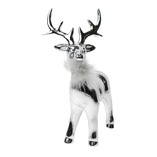 ΧΡΙΣΤΟΥΓΕΝΝΙΑΤΙΚΟΣ ΔΙΑΚΟΣΜΗΤΙΚΟΣ ΤΑΡΑΝΔΟΣ ΚΕΡΑΜΙΚΟΣ ΑΣΗΜΙ ΜΕ ΠΟΥΠΟΥΛΟ ΛΕΥΚΟ13,5Χ8,3Χ23,7ΕΚ