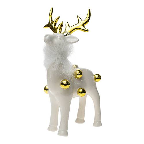 ΧΡΙΣΤΟΥΓΕΝΝΙΑΤΙΚΟΣ ΔΙΑΚΟΣΜΗΤΙΚΟΣ ΤΑΡΑΝΔΟΣ ΚΕΡΑΜΙΚΟΣ ΛΕΥΚΟΣ ΜΕ ΧΡΥΣΕΣ ΜΠΙΛΙΕΣ ΚΑΙ ΛΕΥΚΟ ΠΟΥΠΟΥΛΟ.ΔΙΑΣ