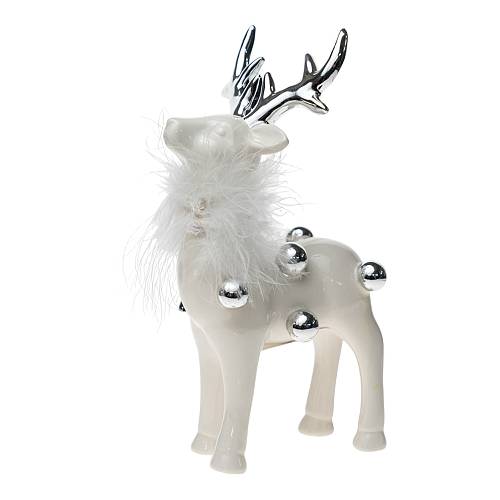 ΧΡΙΣΤΟΥΓΕΝΝΙΑΤΙΚΟΣ ΔΙΑΚΟΣΜΗΤΙΚΟΣ ΤΑΡΑΝΔΟΣ ΚΕΡΑΜΙΚΟΣ ΛΕΥΚΟΣ ΜΕ ΑΣΗΜΙ  ΜΠΙΛΙΕΣ ΚΑΙ ΛΕΥΚΟ ΠΟΥΠΟΥΛΟ.ΔΙΑΣ