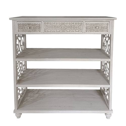 ΞΥΛΙΝΗ ΔΙΑΚΟΣΜΗΤΙΚΗ ΚΟΝΣΟΛΑ ΜΕ ΡΑΦΙΑ ΠΑΛΑΙΩΜΕΝΟ - 110x41x125cm 1/ΚΙΒ